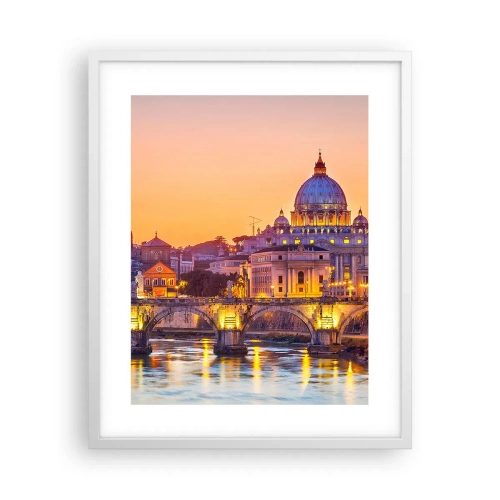 Affiche dans un cadre blanc - Poster - Coucher de soleil sur la ville éternelle - 40x50 cm