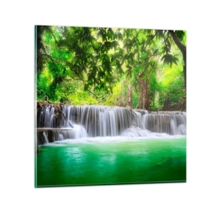Impression sur verre - Image sur verre - Une cascade de vert - 30x30 cm