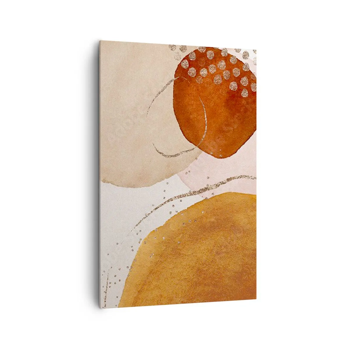 Impression sur toile - Image sur toile - Formes abstraites dans des tons chauds de marron et d'or - 80x120cm - Rondeur et mouvement - Décoration murale moderne pour le salon et la chambre ARTTOR