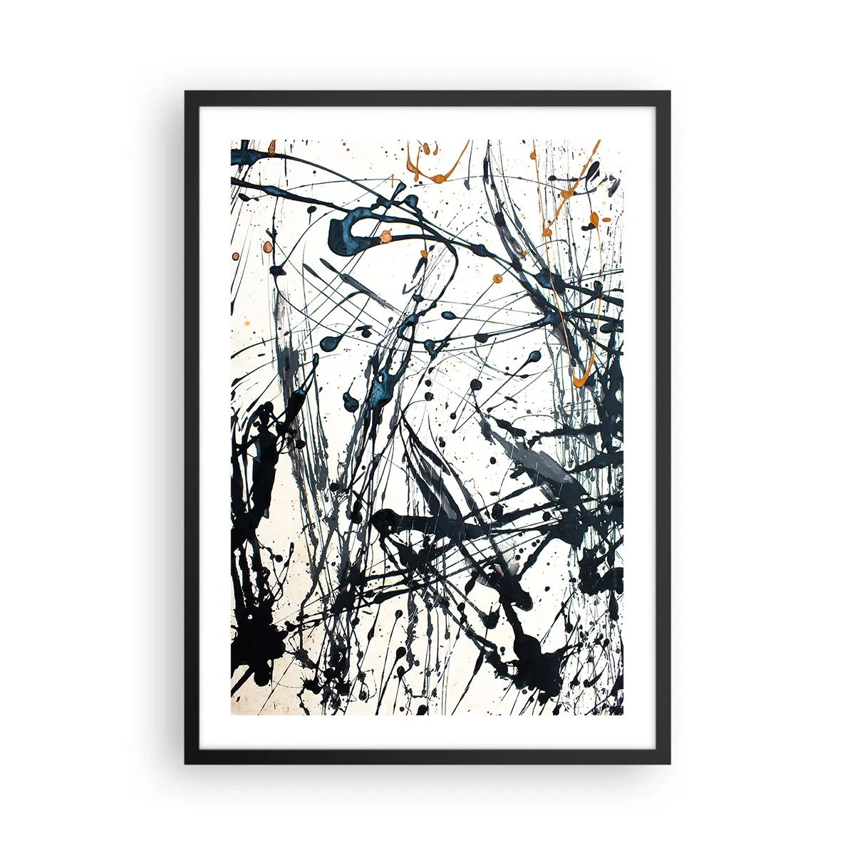 Affiche dans un cadre noir - Poster - Abstraction expressive dans le style de la peinture gestuelle - 50x70cm - Abstraction expressionniste - Décoration murale moderne pour le salon et la chambre ARTTOR