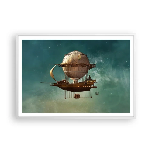 Affiche dans un cadre blanc - Poster - Jules Verne vous salue - 100x70 cm