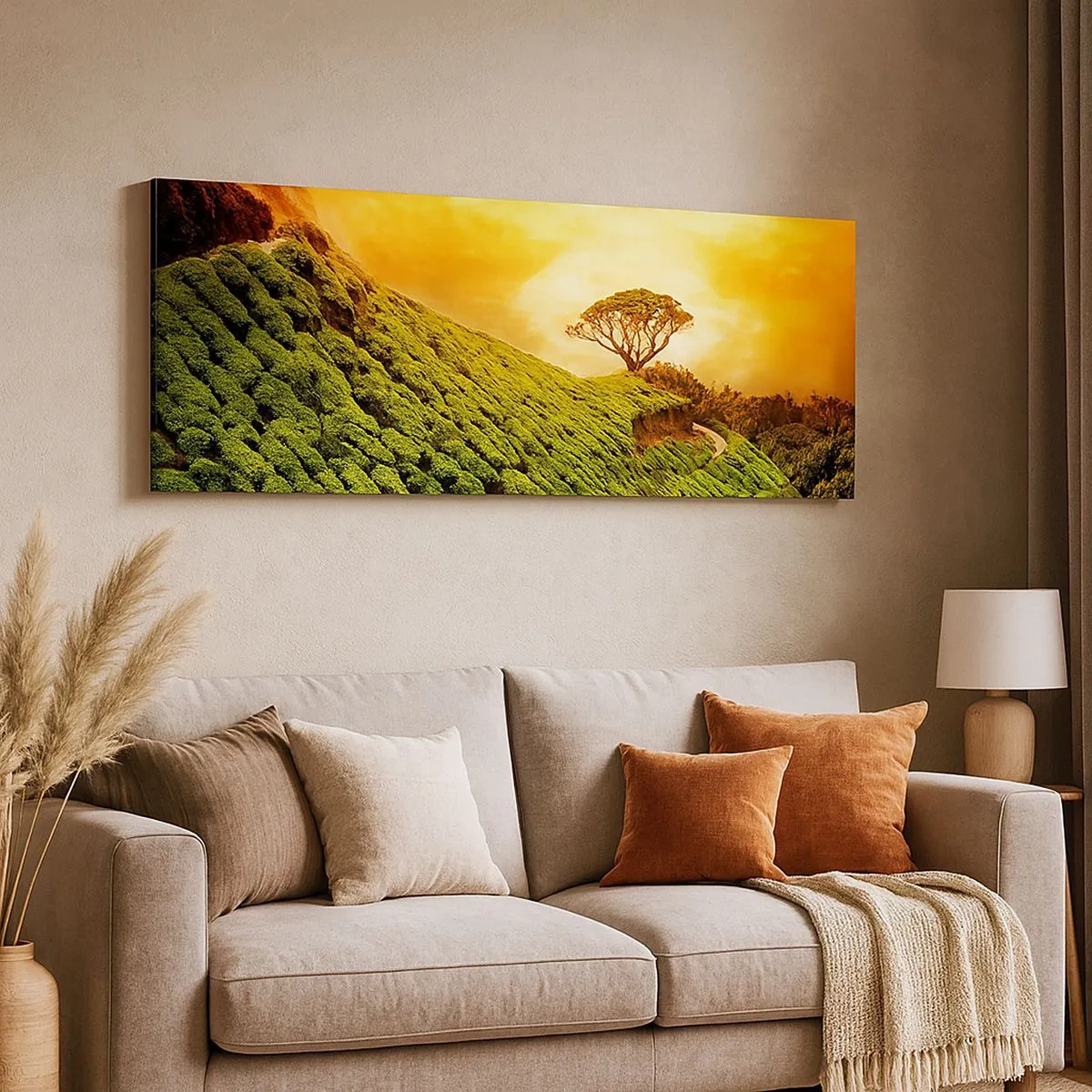 Impression sur toile - Image sur toile - Un chemin sinueux, une pente verte - 100x40 cm