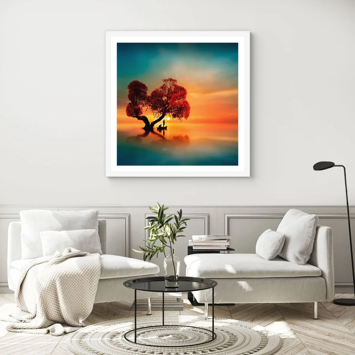 Affiche dans un cadre blanc - Poster - Plénitude et éloignement sans monde - 60x60 cm