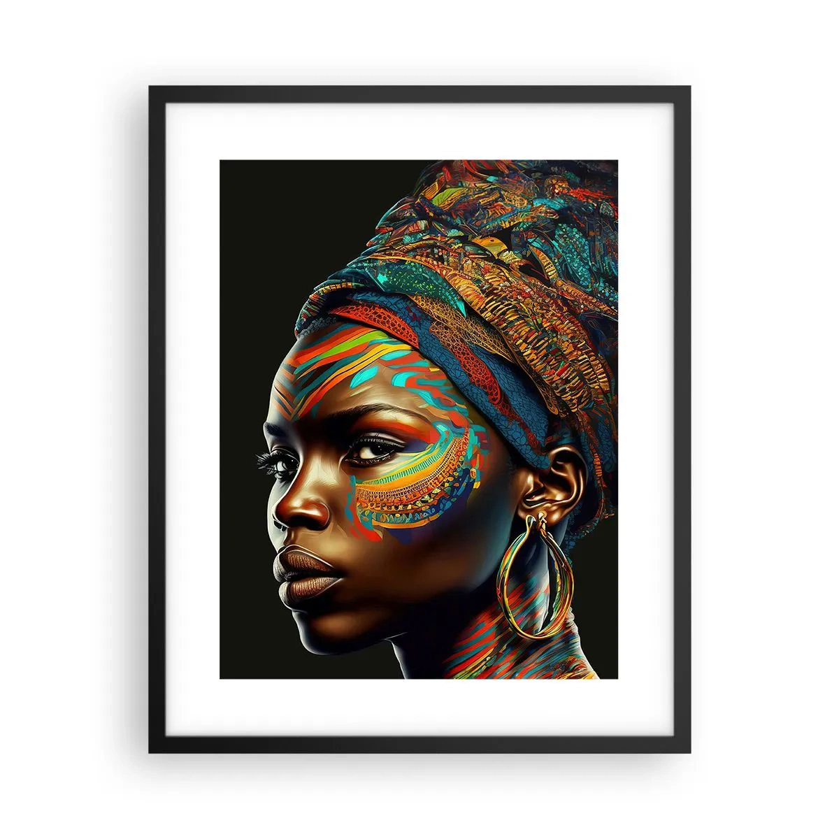 Affiche dans un cadre noir - Poster - reine africaine - 40x50 cm