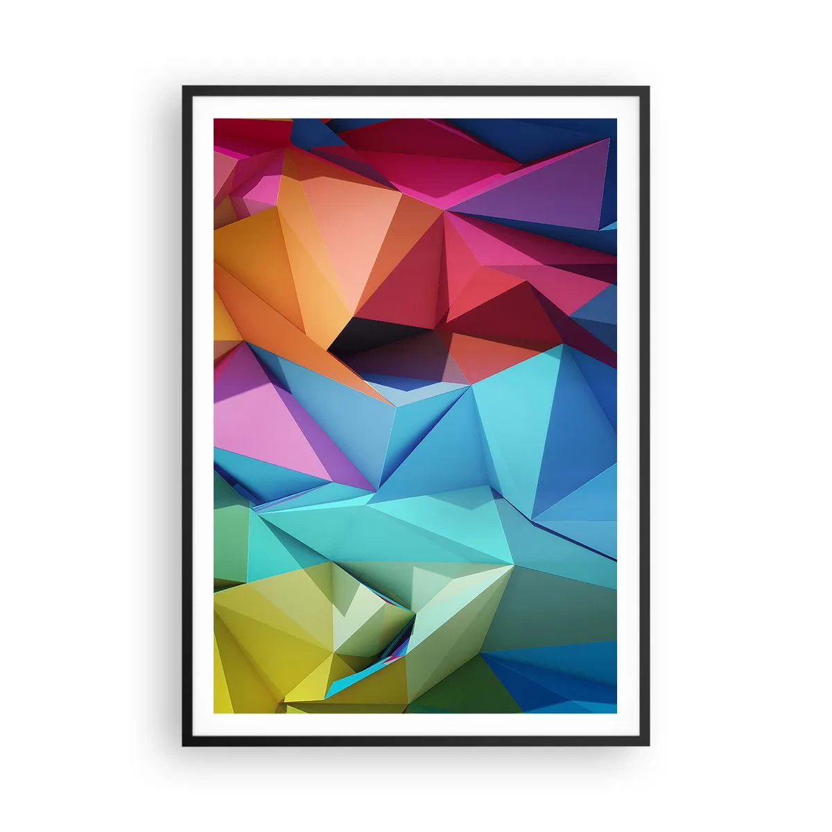 Affiche dans un cadre noir - Poster - Origami arc-en-ciel - 70x100 cm