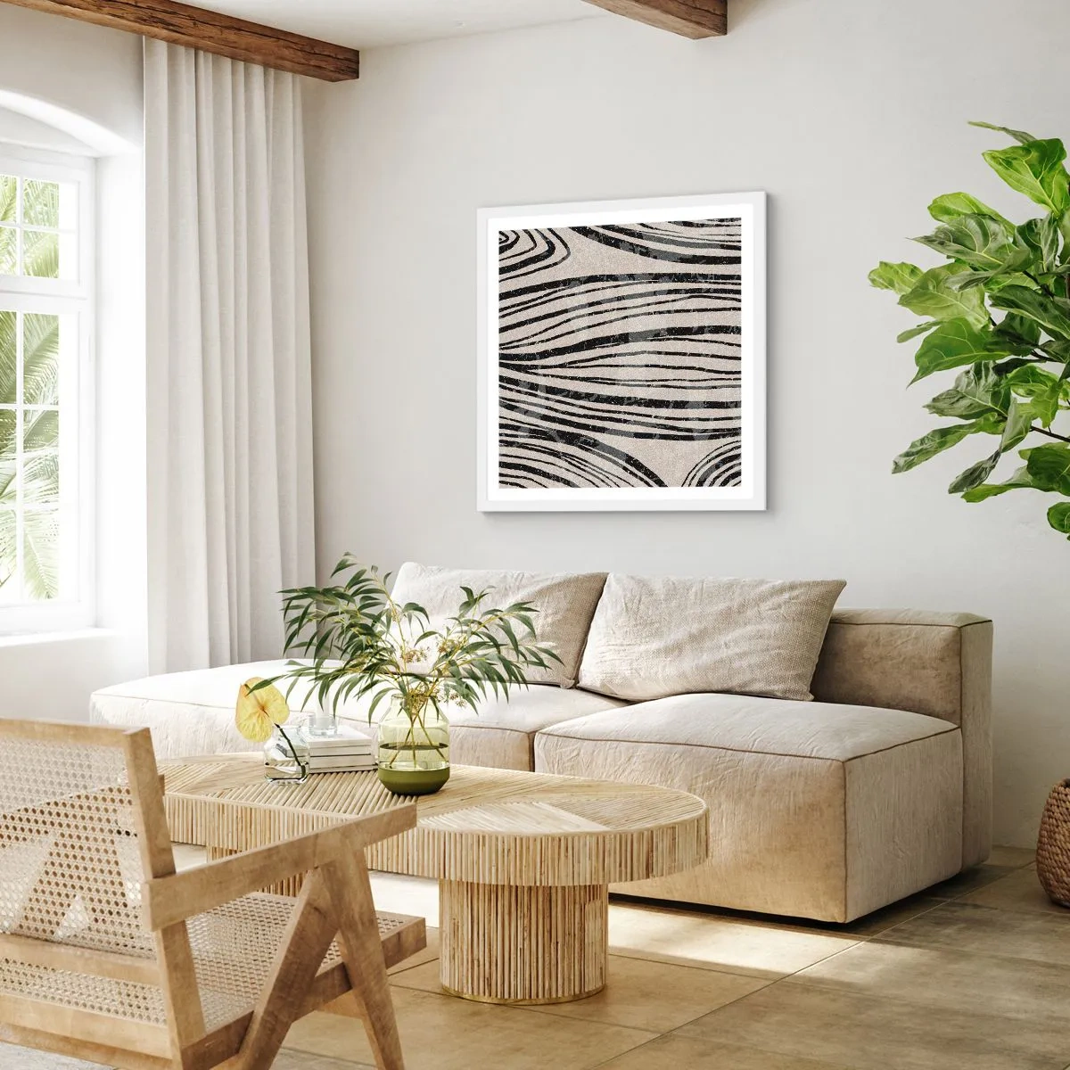 Affiche dans un cadre blanc - Poster - Ligne de marécage - 30x30 cm