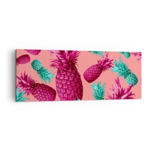 Impression sur toile - Image sur toile - Ananas exotiques aux couleurs roses et turquoise - 140x50cm - La liberté est douce - Décoration murale moderne pour le salon et la chambre ARTTOR
