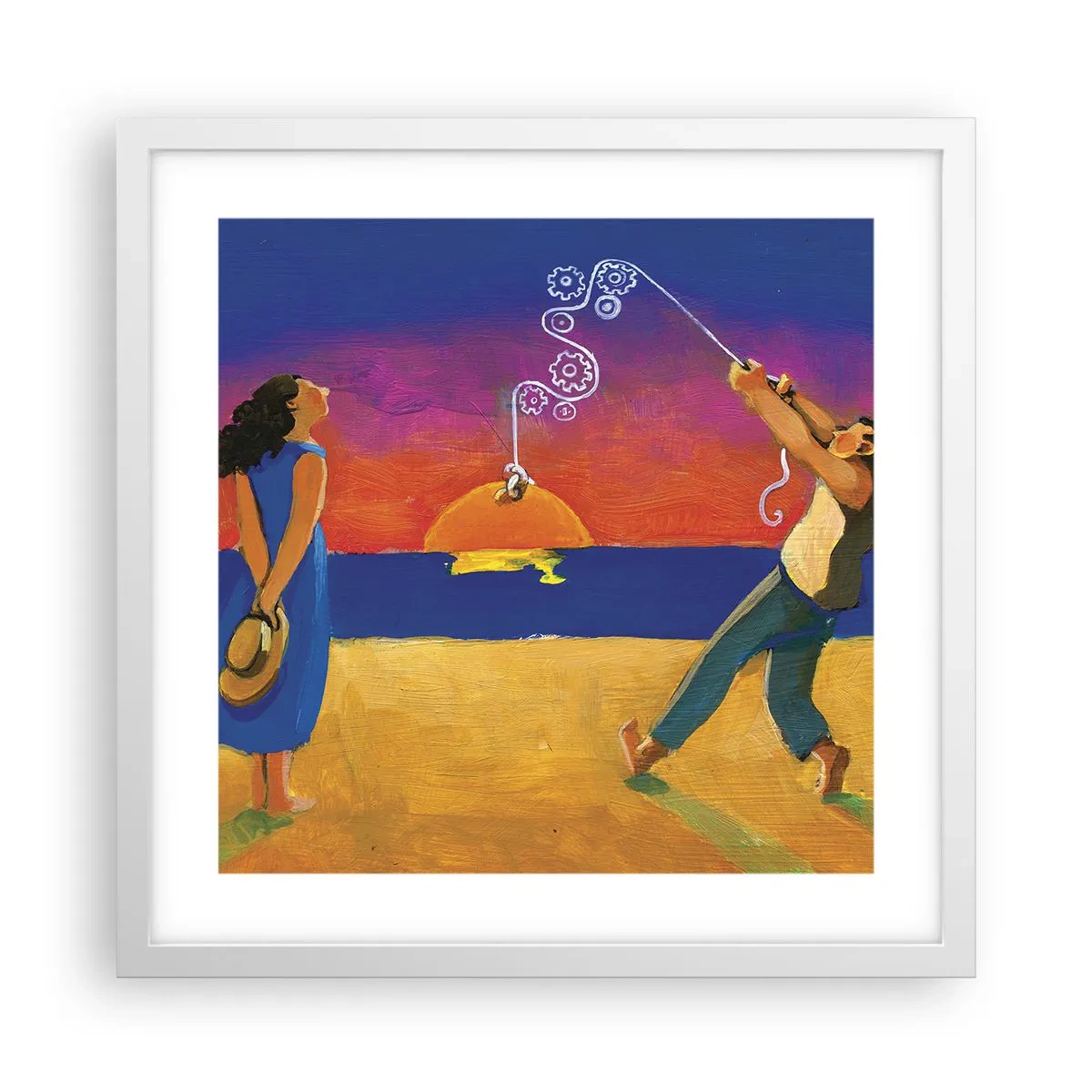Affiche dans un cadre blanc - Poster - Plus qu'une étoile dans le ciel - 40x40 cm