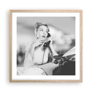 Affiche dans un chêne clair - Poster - Hello! Ici les années 50 - 50x50 cm