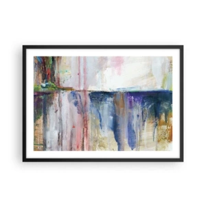 Affiche dans un cadre noir - Poster - Une composition abstraite de couleurs avec un effet de reflet sur la toile. - 70x50cm - Impressions et associations colorées - Décoration murale moderne pour le salon et la chambre ARTTOR