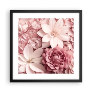 Affiche dans un cadre noir - Poster - Dans les pétales roses - 40x40 cm