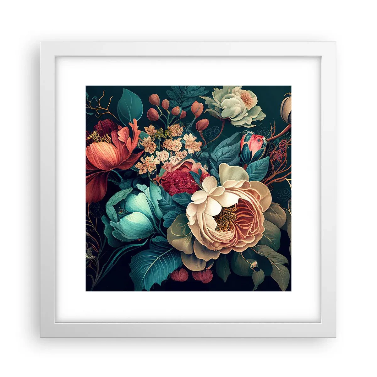 Affiche dans un cadre blanc - Poster - le charme du 19ème siècle - 30x30 cm