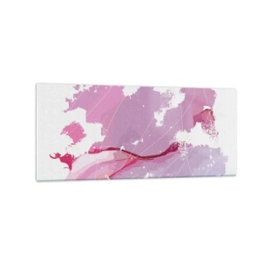 Impression sur verre - Image sur verre - Carte du monde abstraite dans les tons de rose - 120x50cm - Carte du monde rose - Décoration murale moderne pour le salon et la chambre ARTTOR