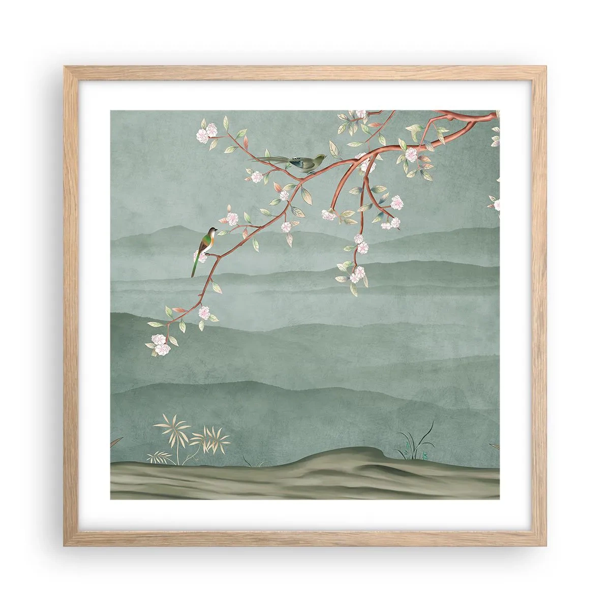 Affiche dans un chêne clair - Poster - Printemps oh c'est toi - 50x50 cm