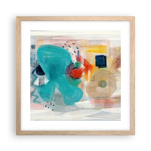 Affiche dans un chêne clair - Poster - Jeu de couleurs - 40x40 cm