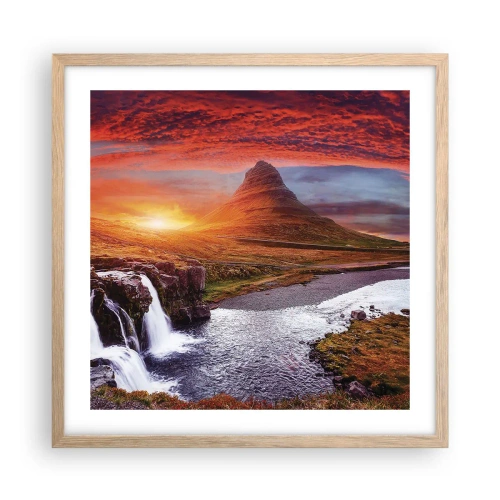 Affiche dans un chêne clair - Poster - Vue de la terre du milieu - 50x50 cm