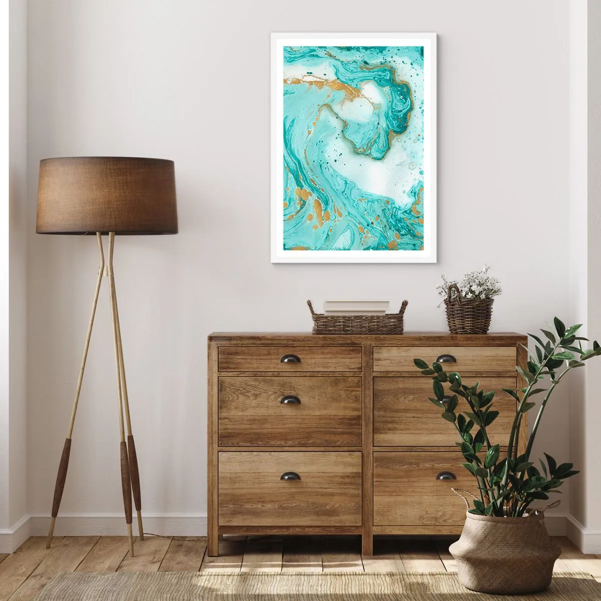 Affiche dans un cadre blanc - Poster - Sous la grande vague de l'ère Edo - 50x70 cm