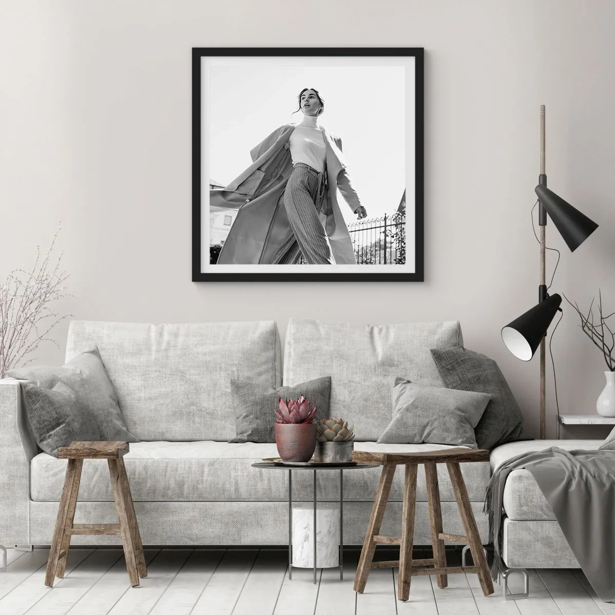 Affiche dans un cadre noir - Poster - Tu viens avec moi? - 60x60 cm