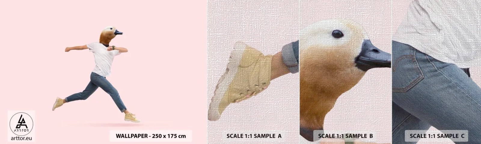 Échantillon de Papier Peint Premium Canvas - Une pincée d'absurdité - Abstraction, Homme, Minimalisme - 100x30 cm