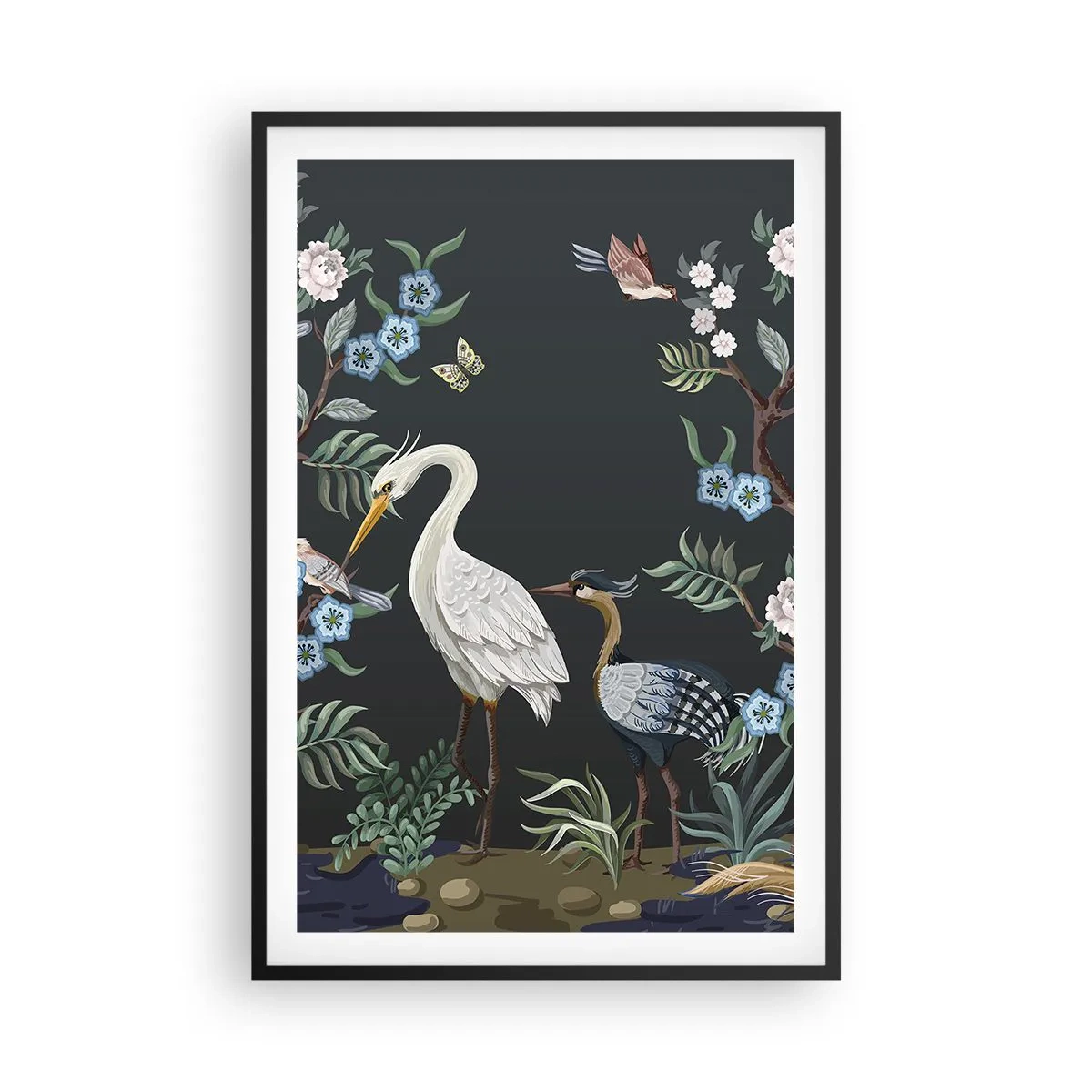 Affiche dans un cadre noir - Poster - Parade d'oiseaux - 61x91 cm