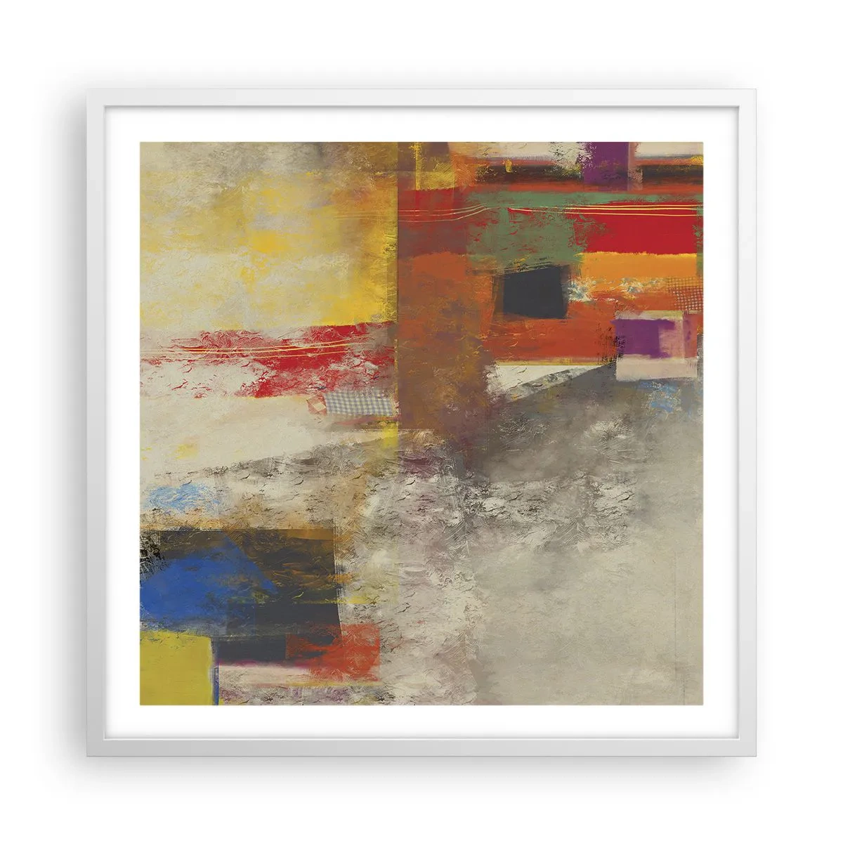 Affiche dans un cadre blanc - Poster - Géométrie des couleurs - 60x60 cm