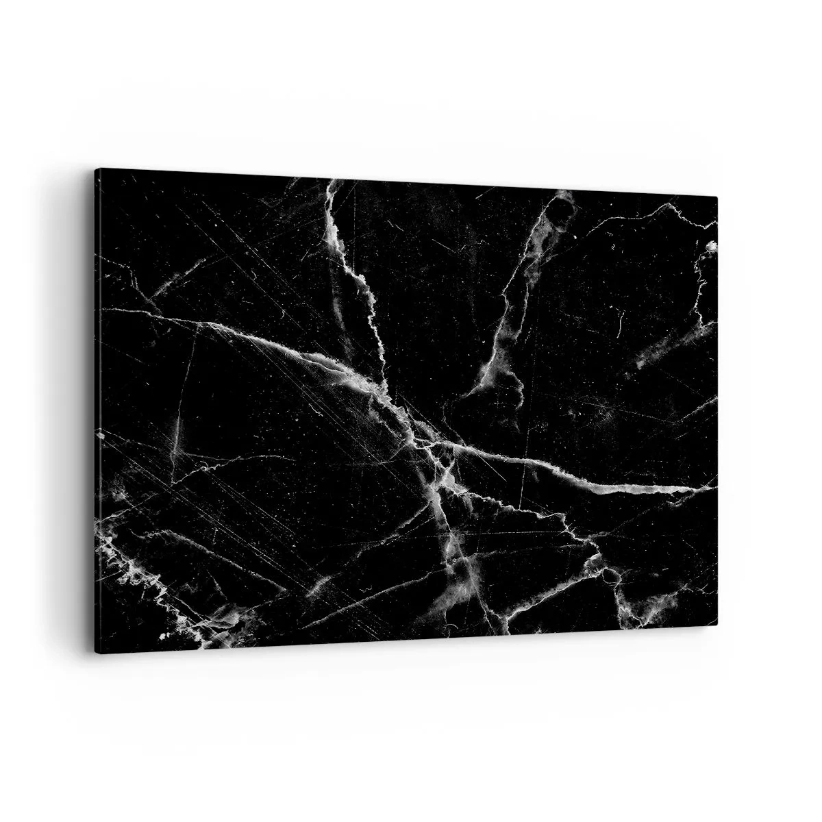 Impression sur toile - Image sur toile - Marbre noir avec des veines blanches dans les détails - 100x70cm - La vie secrète de la pierre - Décoration murale moderne pour le salon et la chambre ARTTOR