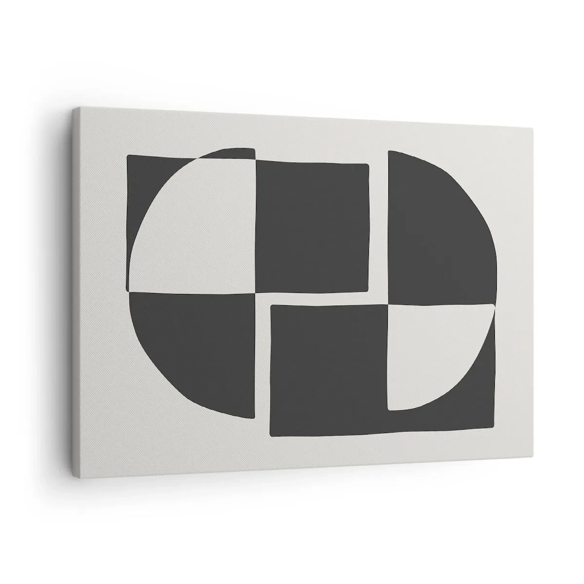 Impression sur toile - Image sur toile - Formes géométriques abstraites en noir et blanc - 70x50cm - Antithèse - Synthèse - Décoration murale moderne pour le salon et la chambre ARTTOR