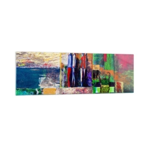 Impression sur verre - Image sur verre - Composition abstraite avec des figures et des motifs géométriques - 160x50cm - Relations et émotions - Décoration murale moderne pour le salon et la chambre ARTTOR