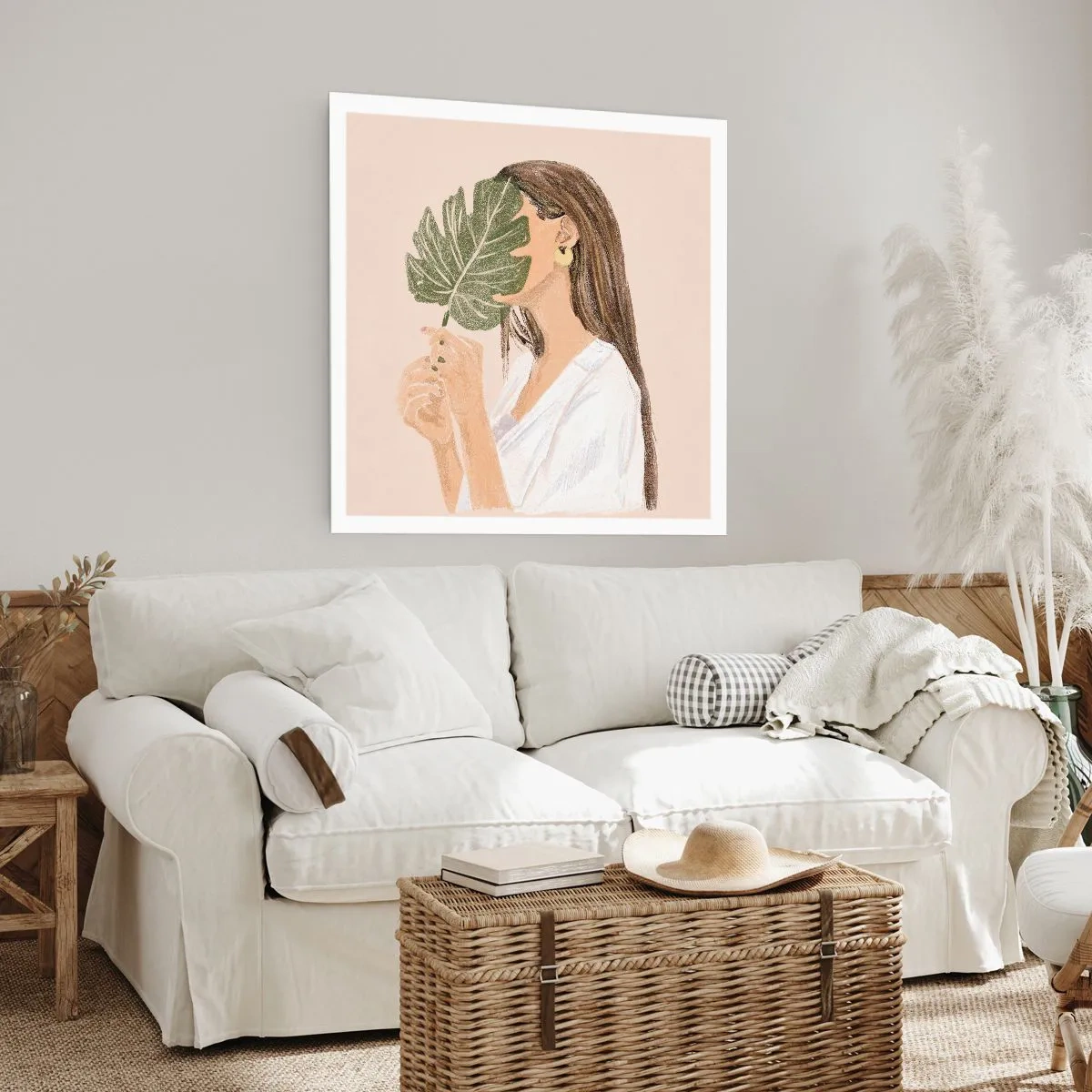 Affiche - Poster - Portrait mystérieux avec un éventail - 60x60 cm