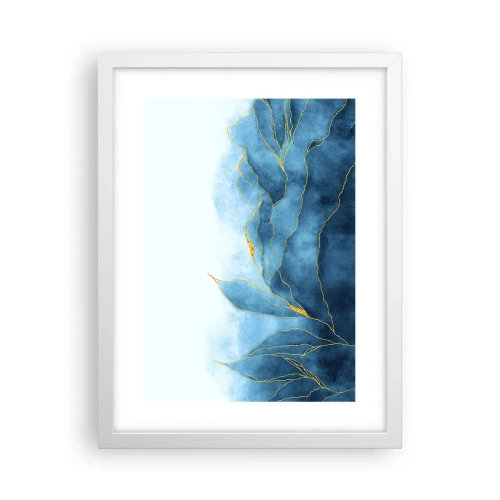 Affiche dans un cadre blanc - Poster - Bleu doré - 30x40 cm