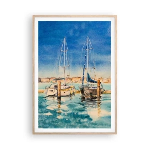 Affiche dans un chêne clair - Poster - Lagune ensoleillée - 70x100 cm