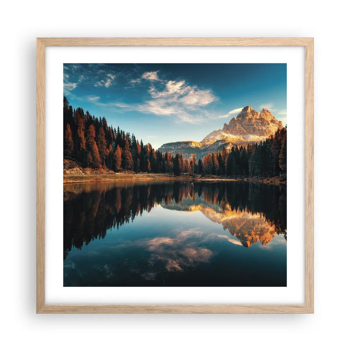 Affiche dans un chêne clair - Poster - Double paysage - 50x50 cm