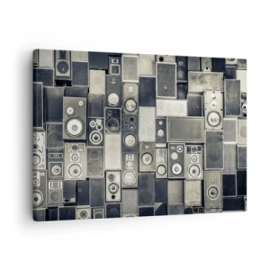 Impression sur toile - Image sur toile - Collection d'enceintes de style rétro - 70x50cm - Tout va bien - Décoration murale moderne pour le salon et la chambre ARTTOR