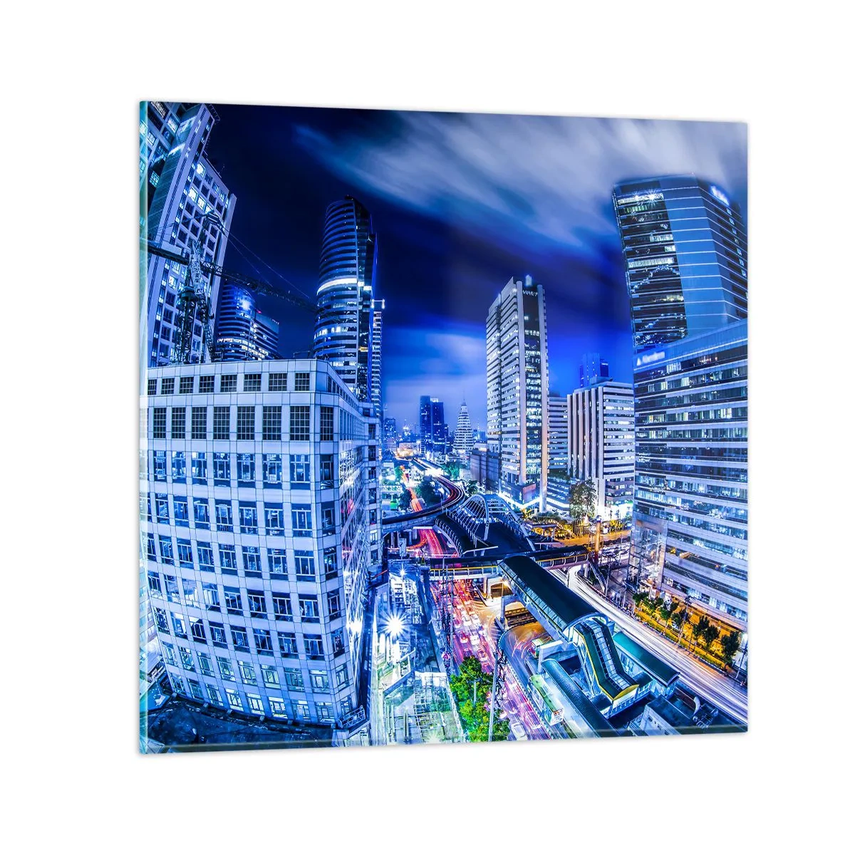 Impression sur verre - Image sur verre - Rythmes de la ville nocturne - 30x30 cm