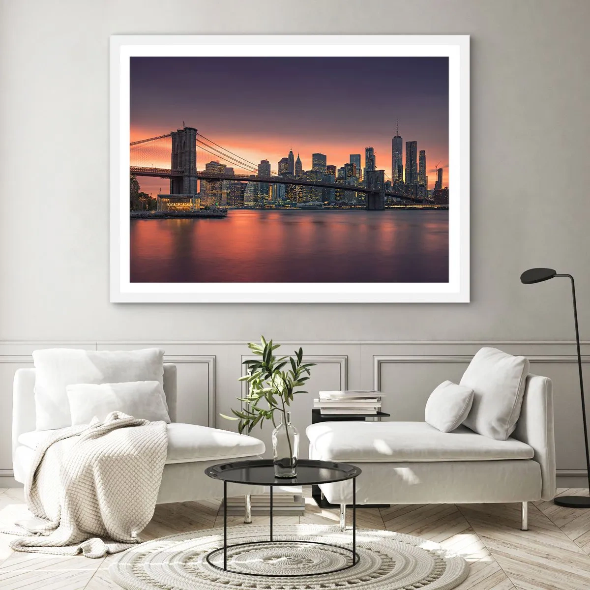 Affiche dans un cadre blanc - Poster - Immergé dans le silence lilas - 100x70 cm