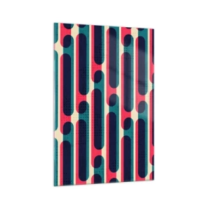 Impression sur verre - Image sur verre - Motif géométrique rétro aux couleurs pastel - 70x100cm - En profondeur et sur l'avant - Décoration murale moderne pour le salon et la chambre ARTTOR