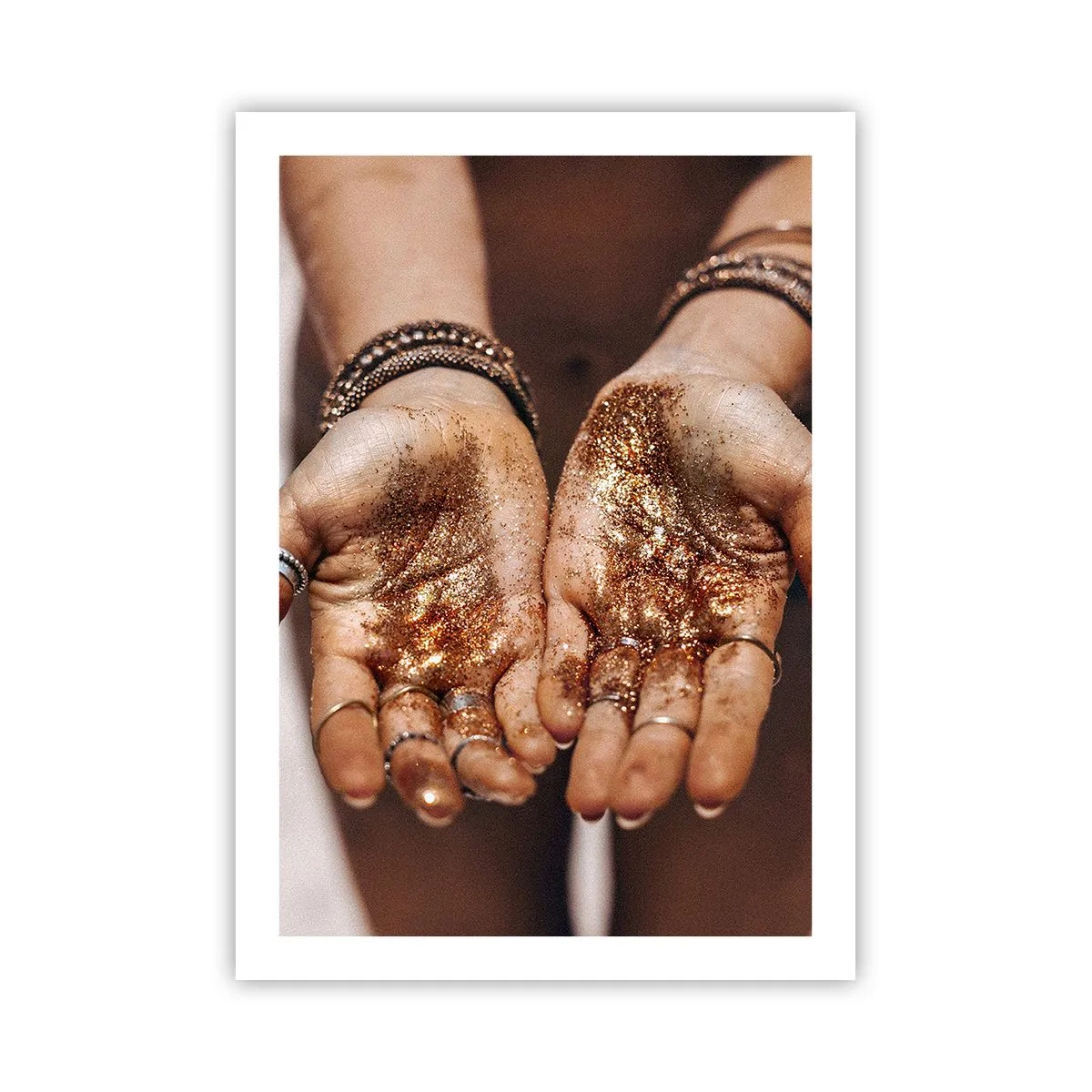 Affiche - Poster - Des mains avec des paillettes brillantes - 50x70cm - Un don pour vous - Décoration murale moderne pour le salon et la chambre ARTTOR