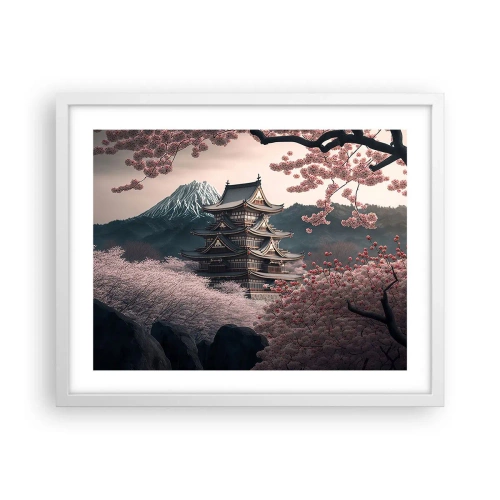 Affiche dans un cadre blanc - Poster - Le pays des cerisiers en fleurs - 50x40 cm