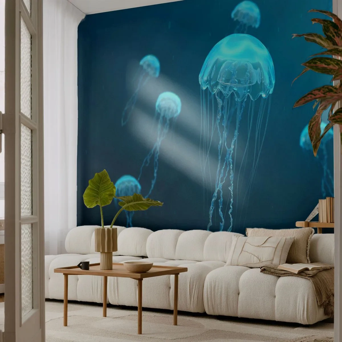 Papier peint sur mesure Premium Canvas - Danse océanique - Méduse, Océan, Eau