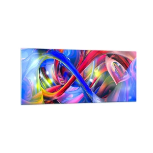 Impression sur verre - Image sur verre - Compositions géométriques abstraites et colorées aux formes dynamiques - 120x50cm - La danse des nuances - Décoration murale moderne pour le salon et la chambre ARTTOR