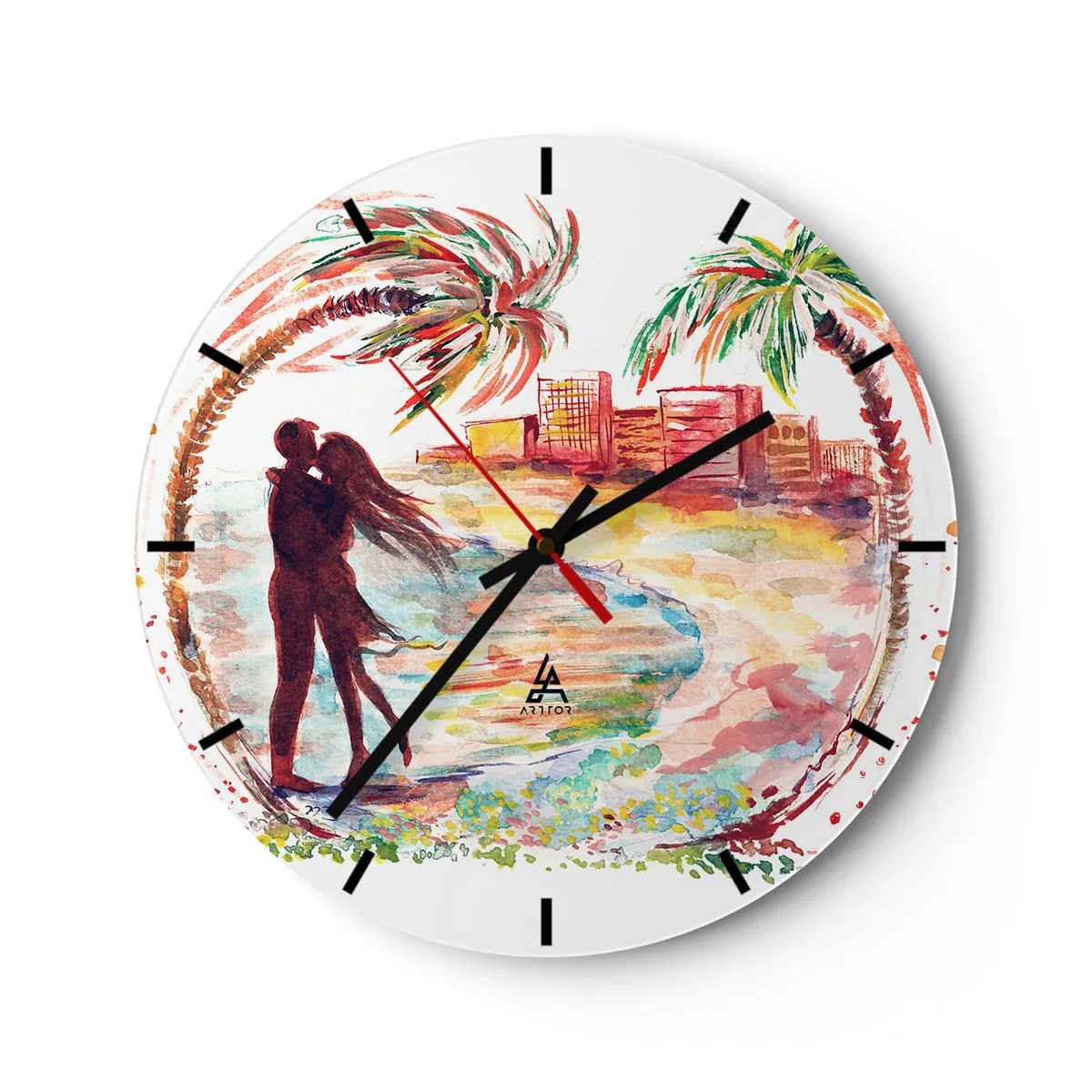 Horloge murale - Pendule murale - Vacances romantiques - 40x40 cm