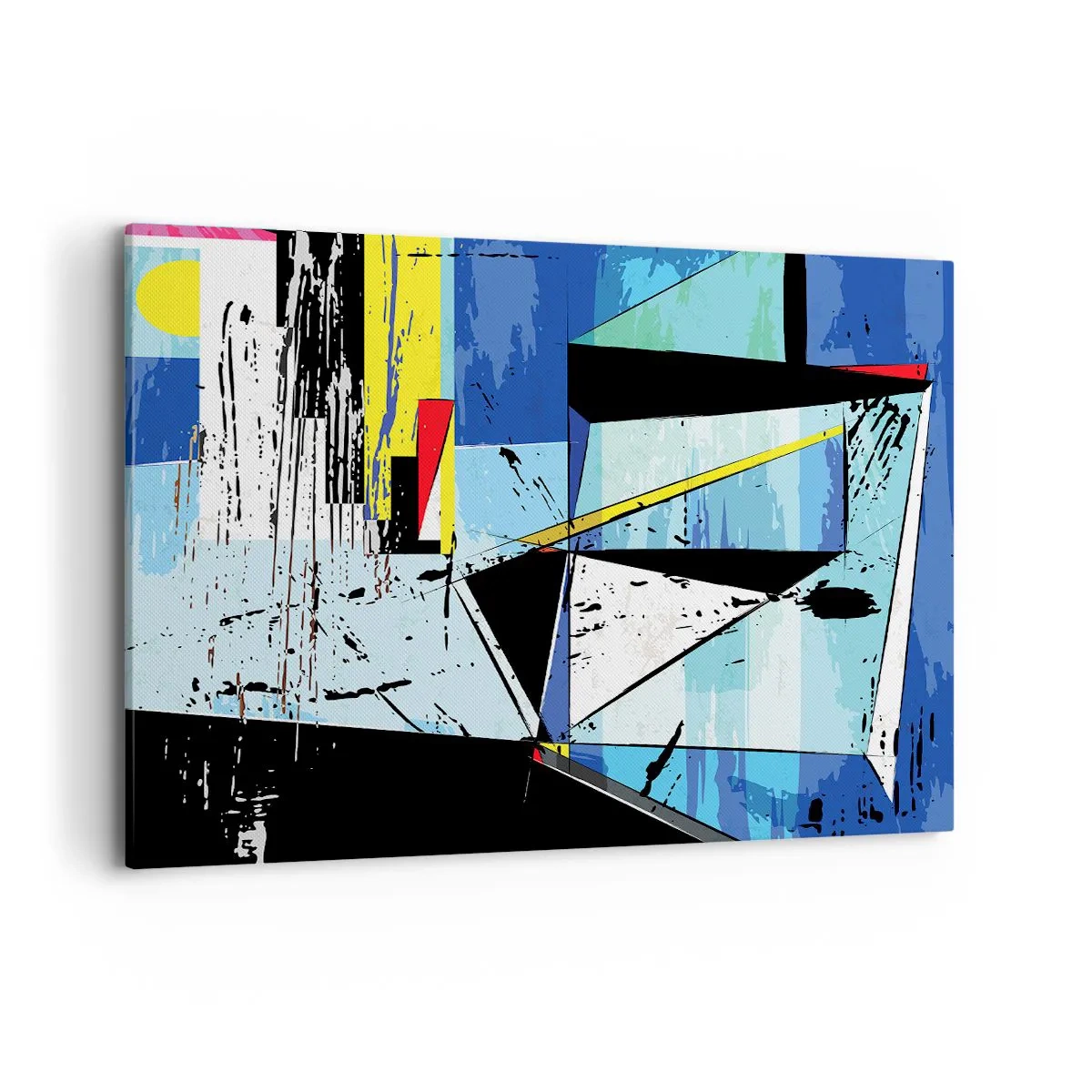 Impression sur toile - Image sur toile - Composition géométrique abstraite aux couleurs vives - 120x80cm - Regardez le monde sous un certain angle… - Décoration murale moderne pour le salon et la chambre ARTTOR