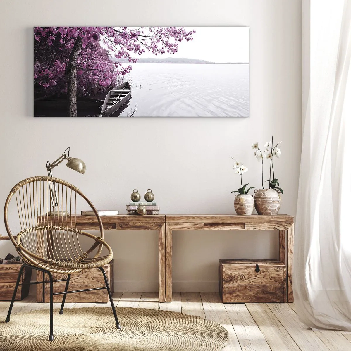 Impression sur toile - Image sur toile - Dans un silence rose - 90x30 cm