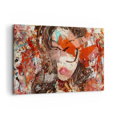 Impression sur toile - Image sur toile - Portrait abstrait d'une femme aux couleurs intenses - 120x80cm - Personne ne sait ce que tu es vraiment - Décoration murale moderne pour le salon et la chambre ARTTOR