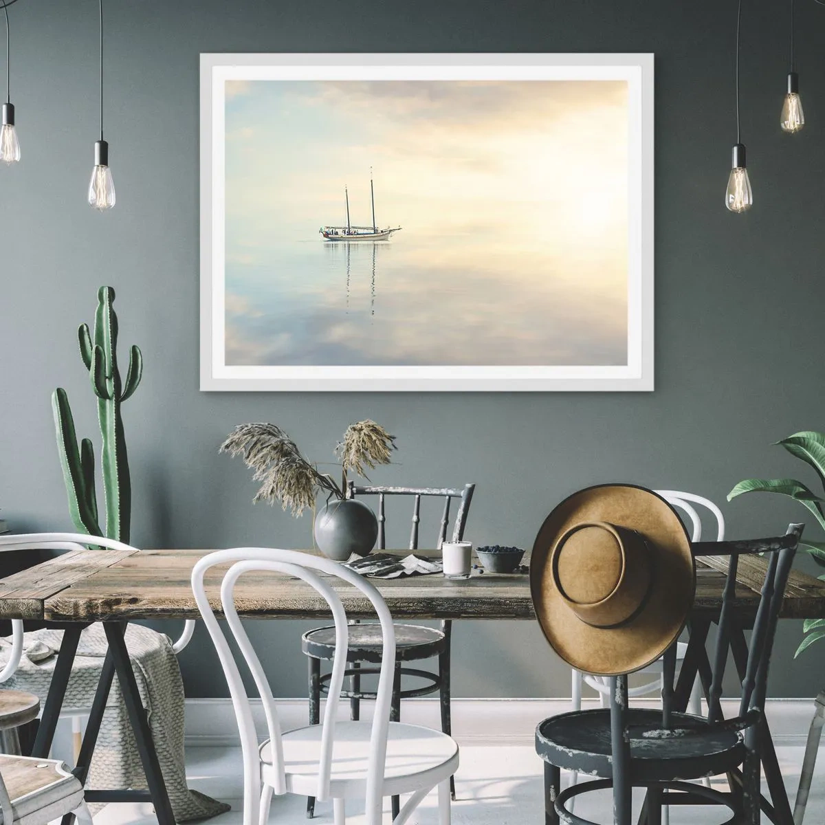 Affiche dans un cadre blanc - Poster - Dans une mer de silence - 50x40 cm