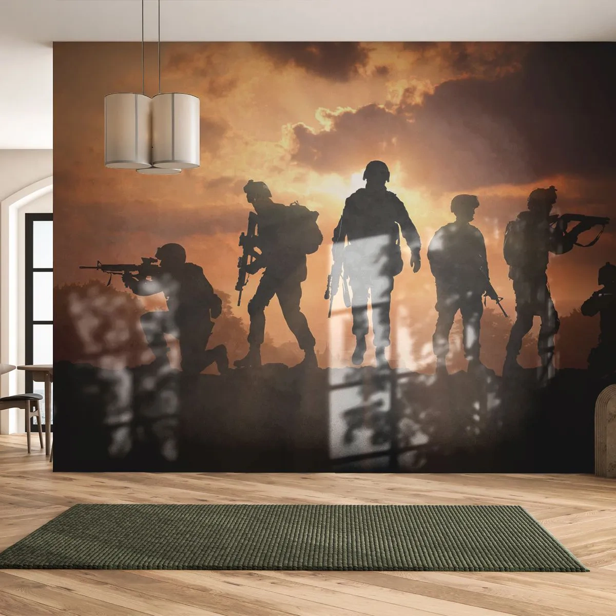 Papier Peint Photo Premium Canvas - Brothers in arms - Militaire, Soldat, Fusil - 150x105 cm