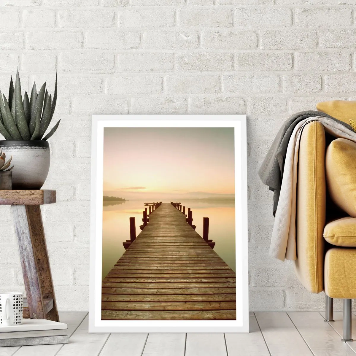 Affiche dans un cadre blanc - Poster - L'aube, les premières lueurs, le jour  - 61x91 cm