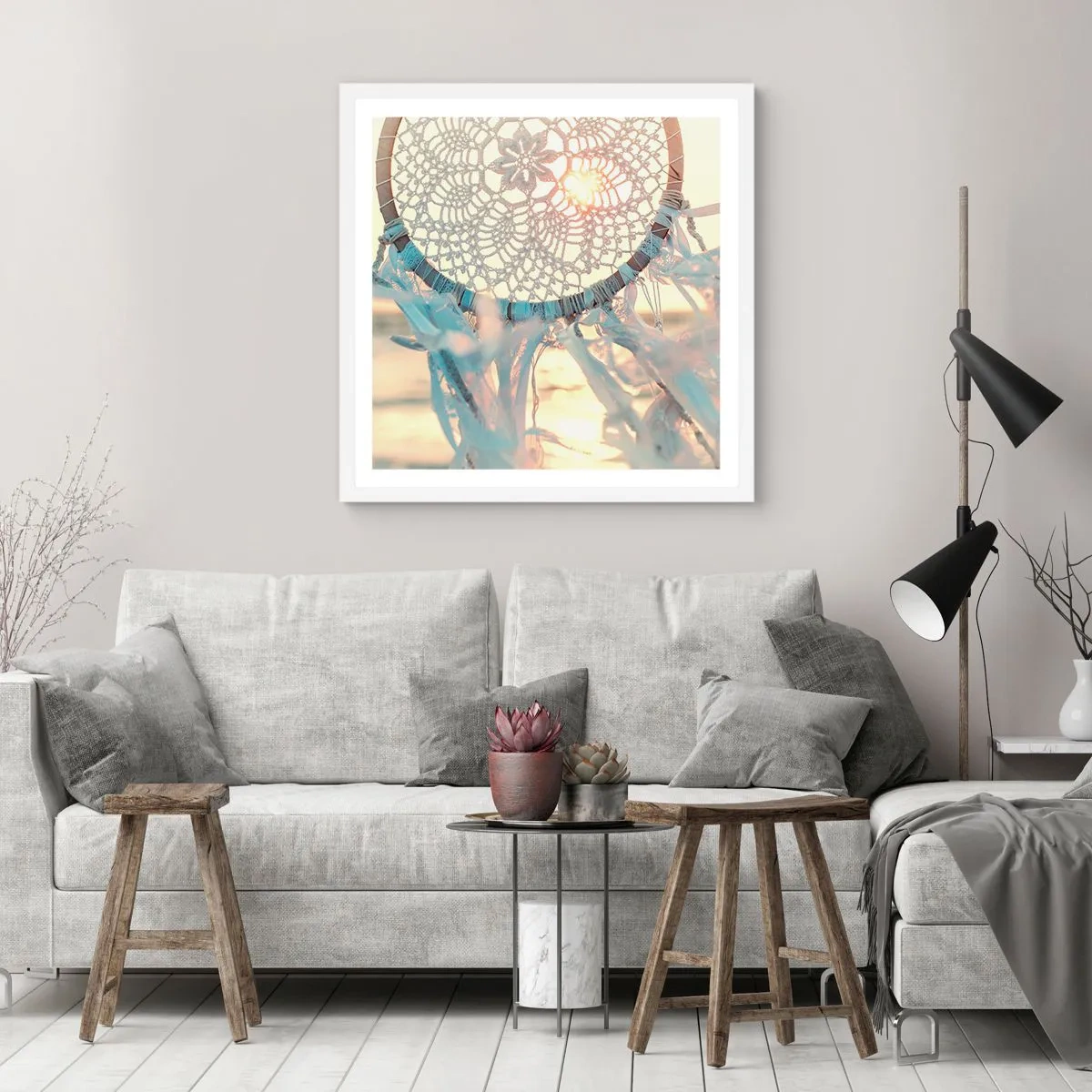 Affiche dans un cadre blanc - Poster - Totem en dentelle - 30x30 cm