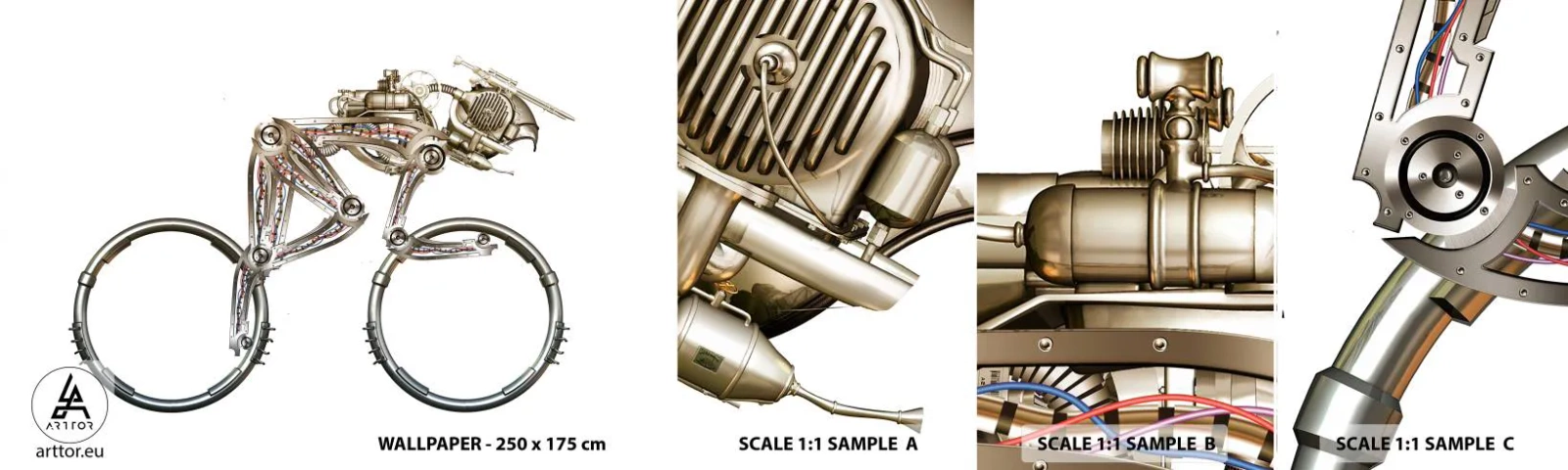 Échantillon De Papier Peint Standard Eco - Machine exceptionnelle - Abstraction, Vélo, Graphique - 100x30 cm
