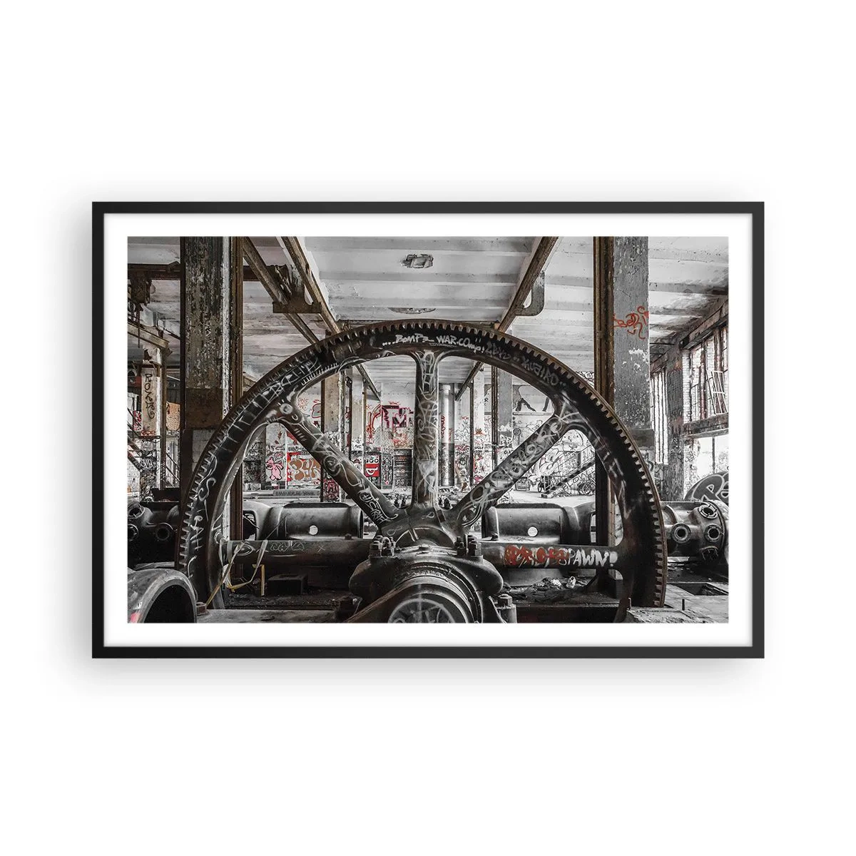 Affiche dans un cadre noir - Poster - Vie secrète d'une usine - 91x61 cm